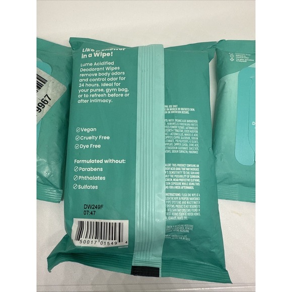 Lume Cool Cucumber Deodorant-PH Odor Control Body Wipes - 45 Ct & 2 Travel Packs - Picture 4 of 4